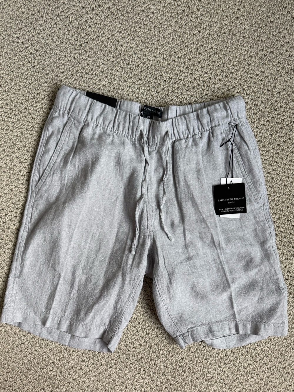 Saks Fifth Avenue Men’s Light Gray Linen Drawstring Shorts
